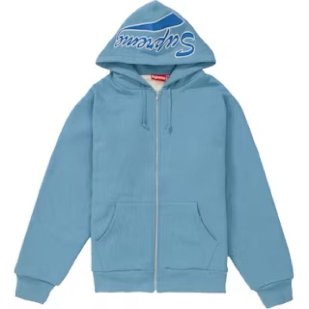 Supreme Men’s Thermal Zip Up Sweatshirt Dusty Blue Size Medium